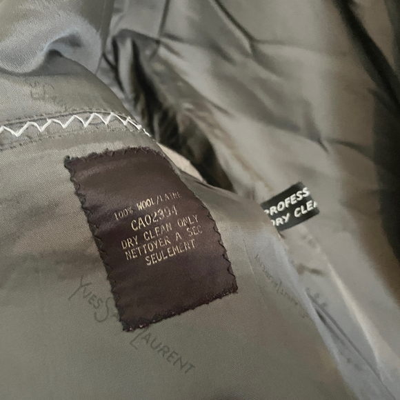 Yves Saint-Laurent Vintage Designer Blazer Tailored Wool 2-Button Gray 42R - Picture 5 of 13